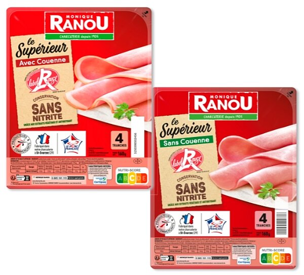 Jambons Supérieurs Label Rouge Conservation Sans Nitrite de MONIQUE RANOU